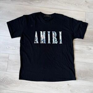 AMIRI Core Floral Paisley T-Shirt Men’s Large Graphic Tee Black Used